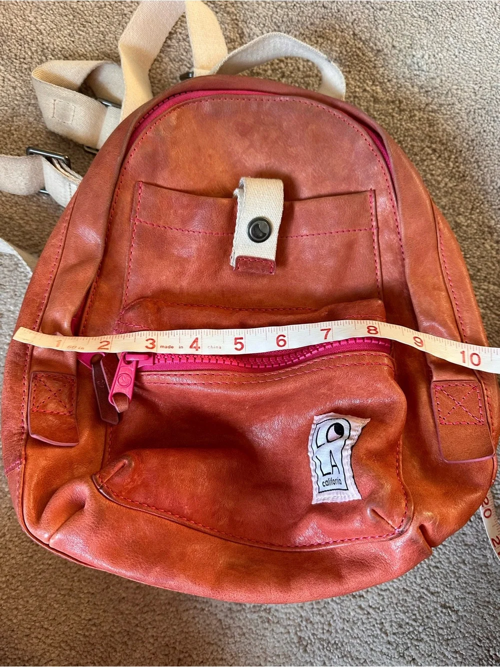 Women's Small Pink Leather Backpack